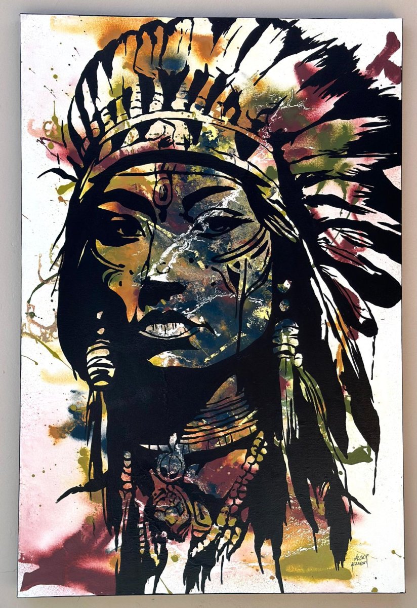 Tela Índia abstrata - Mulher Guerreira